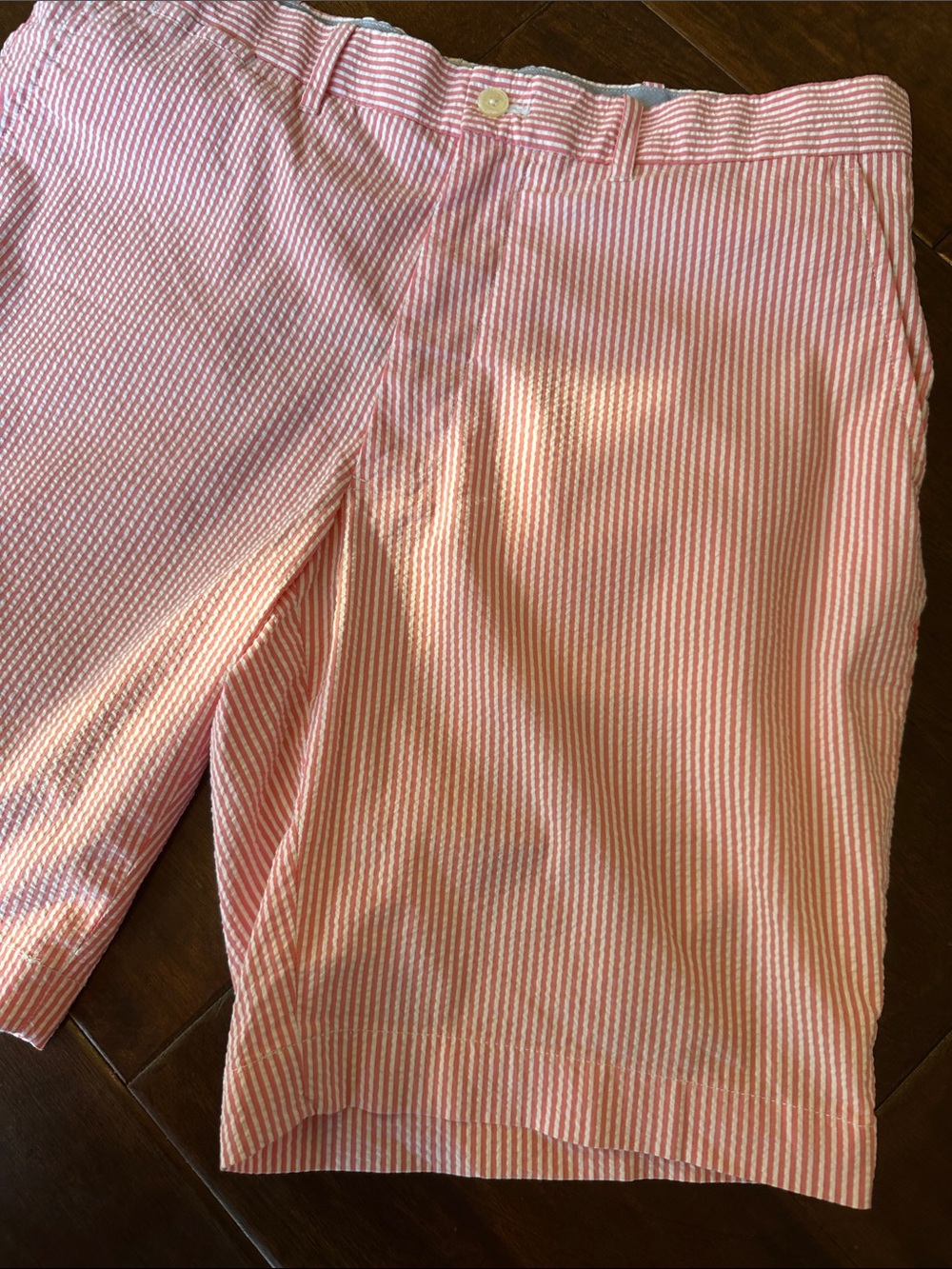 Men's Pink Seersucker Stripe Shorts - Picture 3 of 12